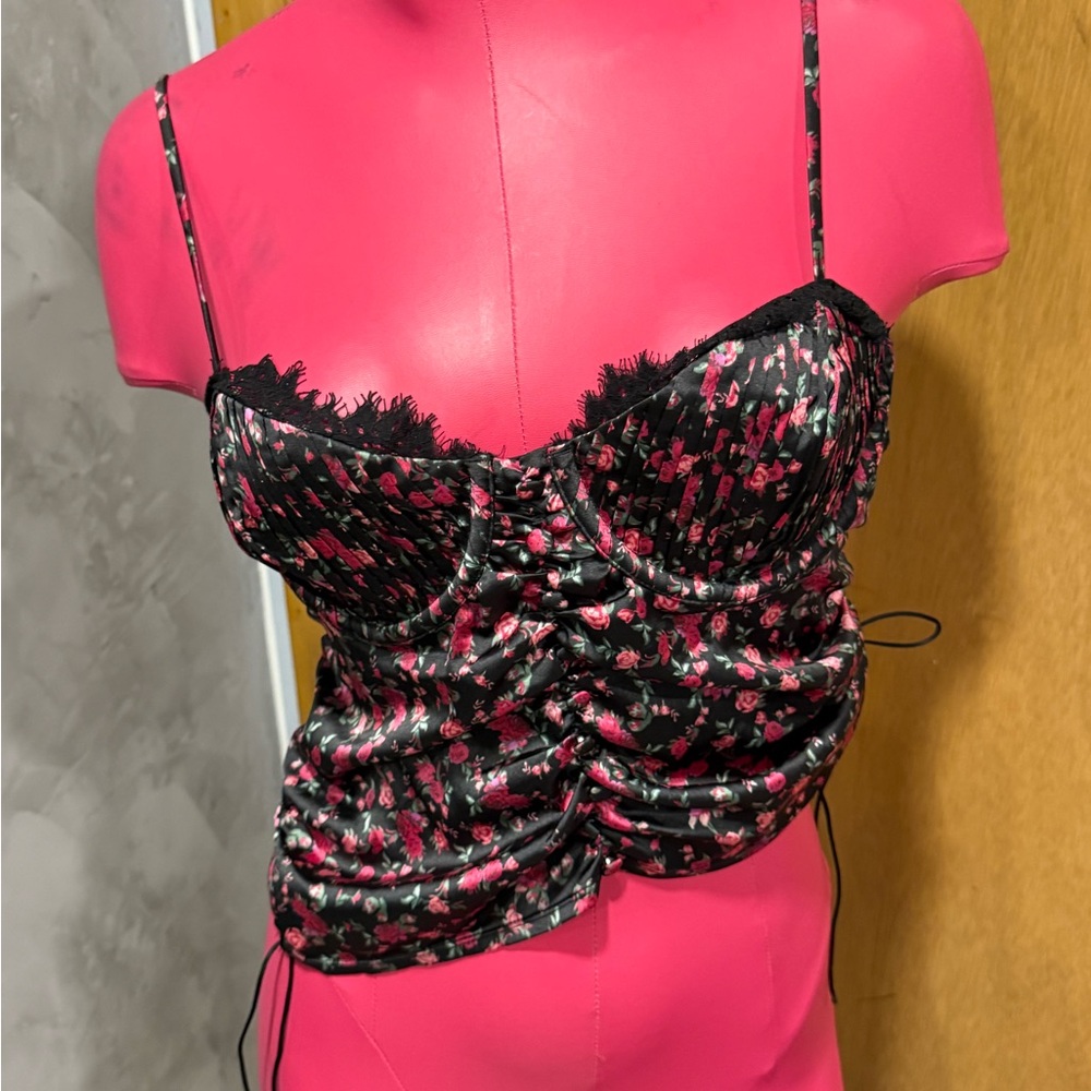 Victoria's Secret Black and Pink Floral Camisole